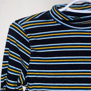 Mock Neck Striped Long Sleeve T-shirt Dress